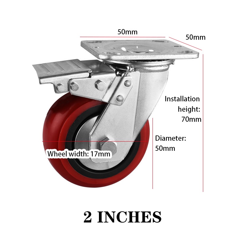 【2 Inch】Roda Kastor PVC/Roda Kastor Universal Dengan Rem/Castor Wheel With Brake Silent Durable