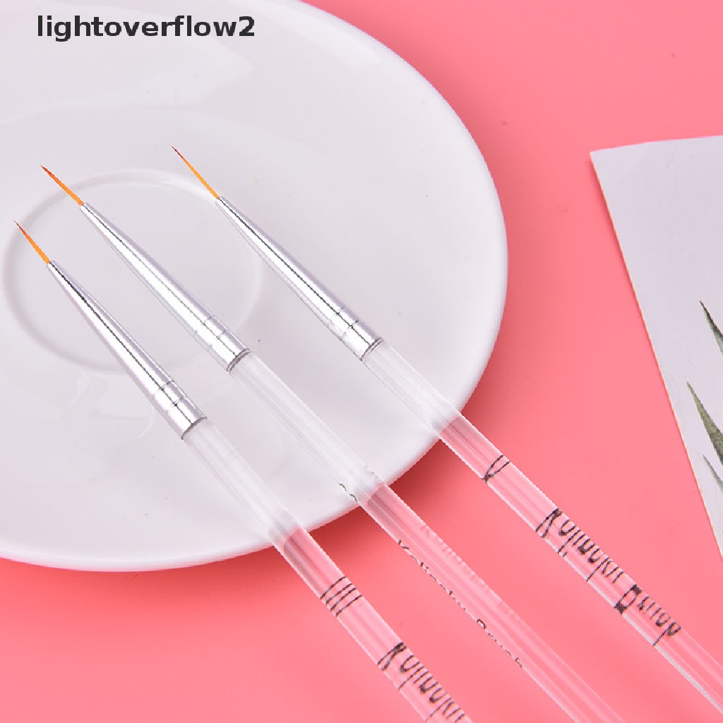 (lightoverflow2) 3pcs / Set Brush Pen Liner Gambar Garis Untuk Hiasan Nail Art DIY