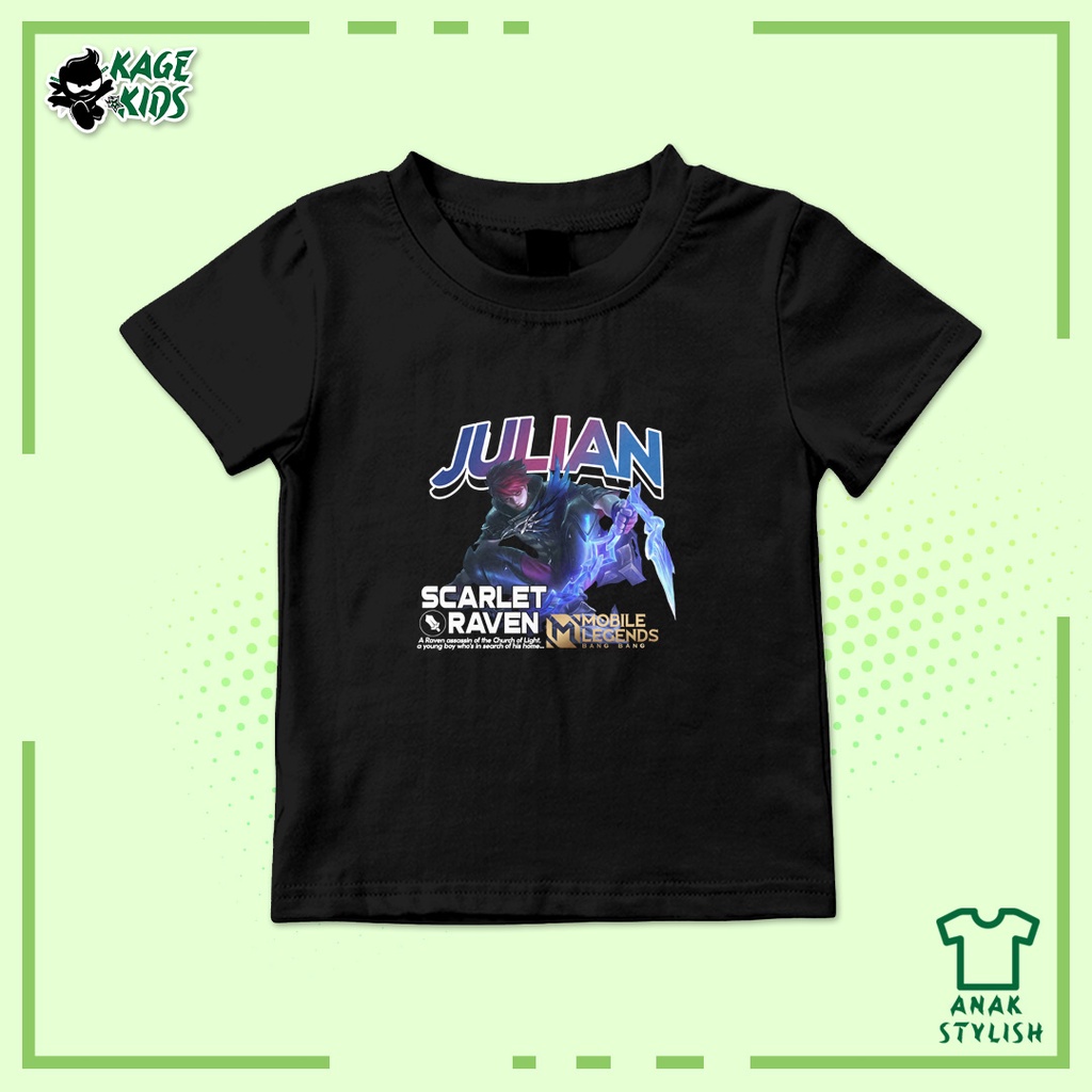 Kaos Distro Anak JULIAN MOBILE LEGEND Laki Laki dan Perempuan / Umur 1-10 Tahun / Custom Request / T