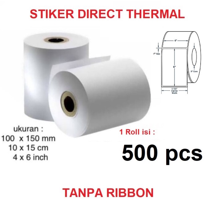 

Kertas Thermal Ll05 Label Barcode 100 X 150 Mm Sticker Direct Thermal A6 Roll 500 Pcs
