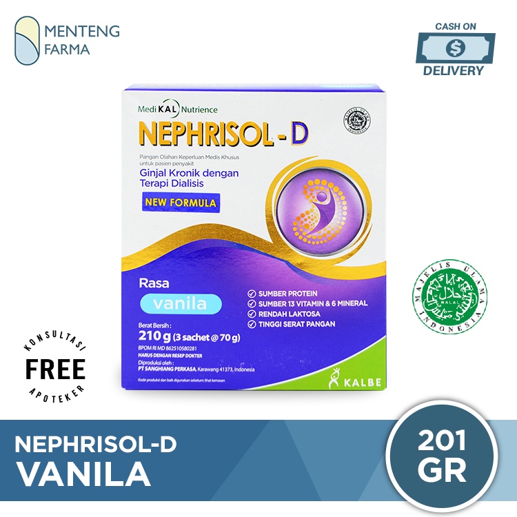 Nephrisol D Vanila 210 Gram - Susu Tinggi Protein Khusus Pasien Ginjal Dialisis