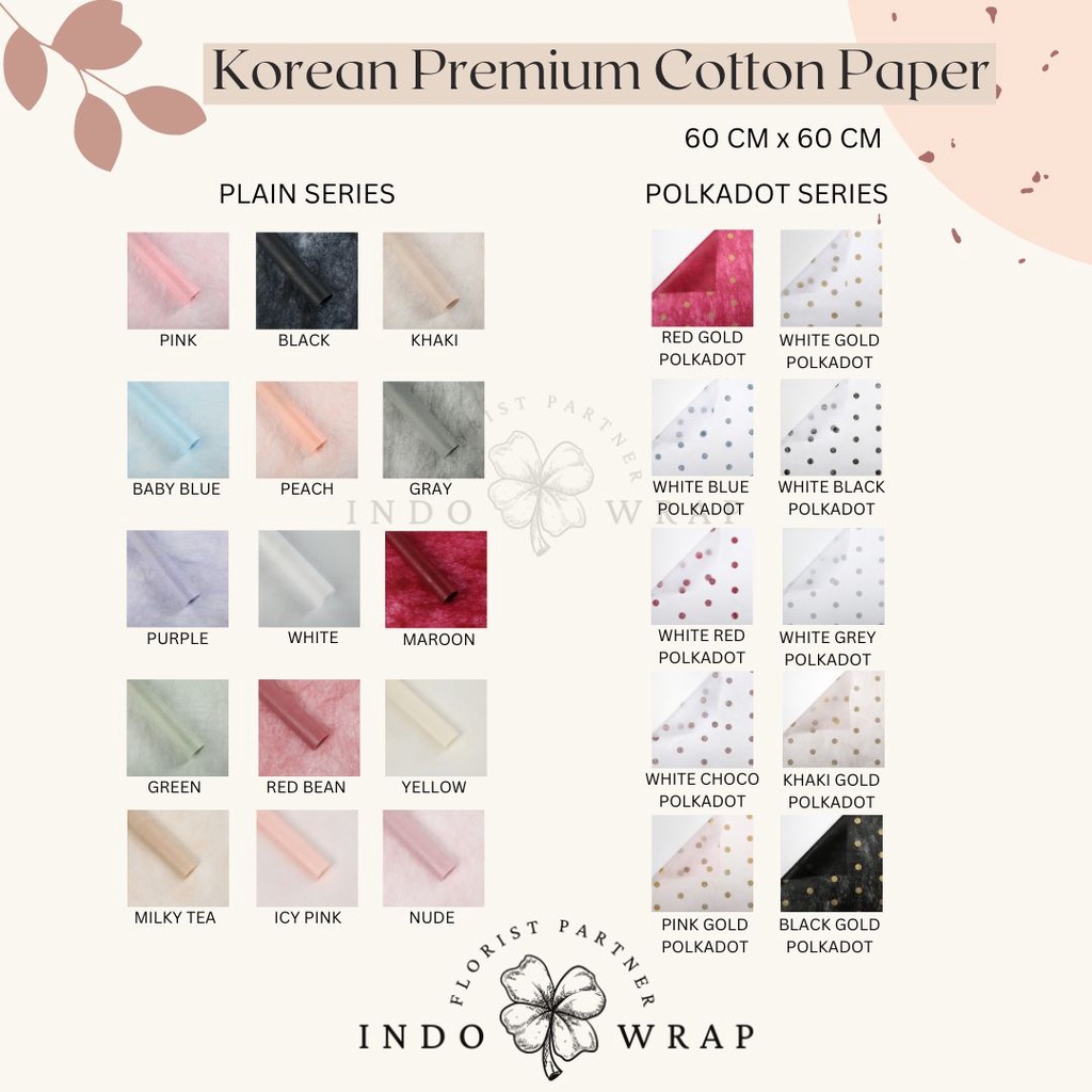 

KERTAS FLOWER WRAPPING KOREAN PREMIUM COTTON PAPER/ KERTAS TISSUE ECER KERTAS BUKET BUNGA HAND BOUQUET
