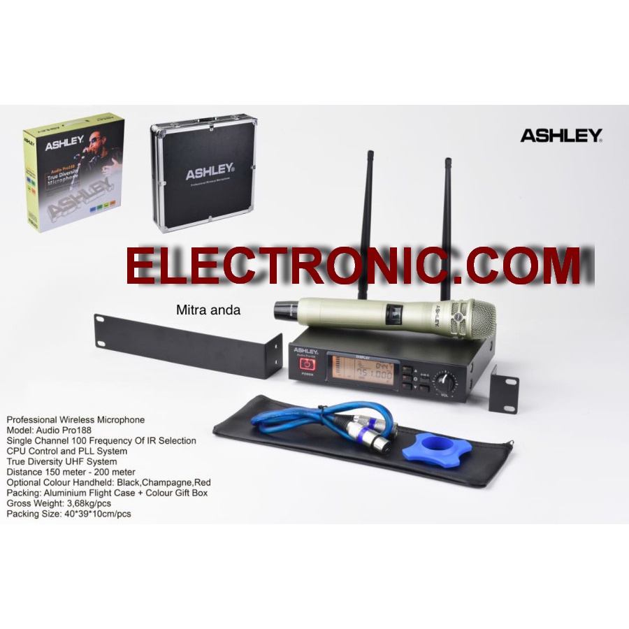 Mic Wireless Ashley Audio Pro 188 pro188 Original ashley garansi 1 tahun