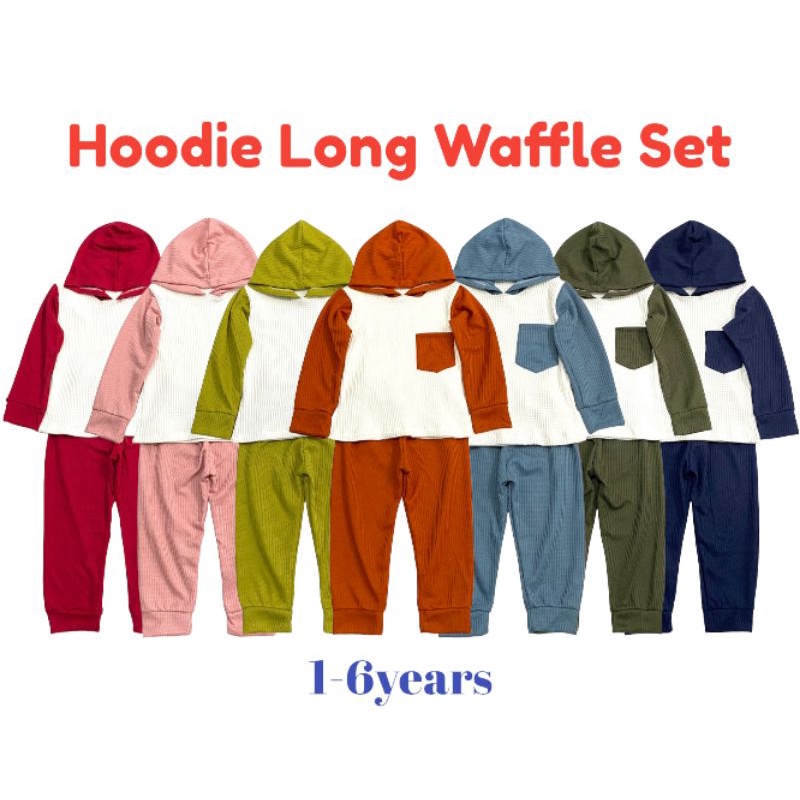 Hoodie panjang waffle set 1-6th setelan hoodie anak