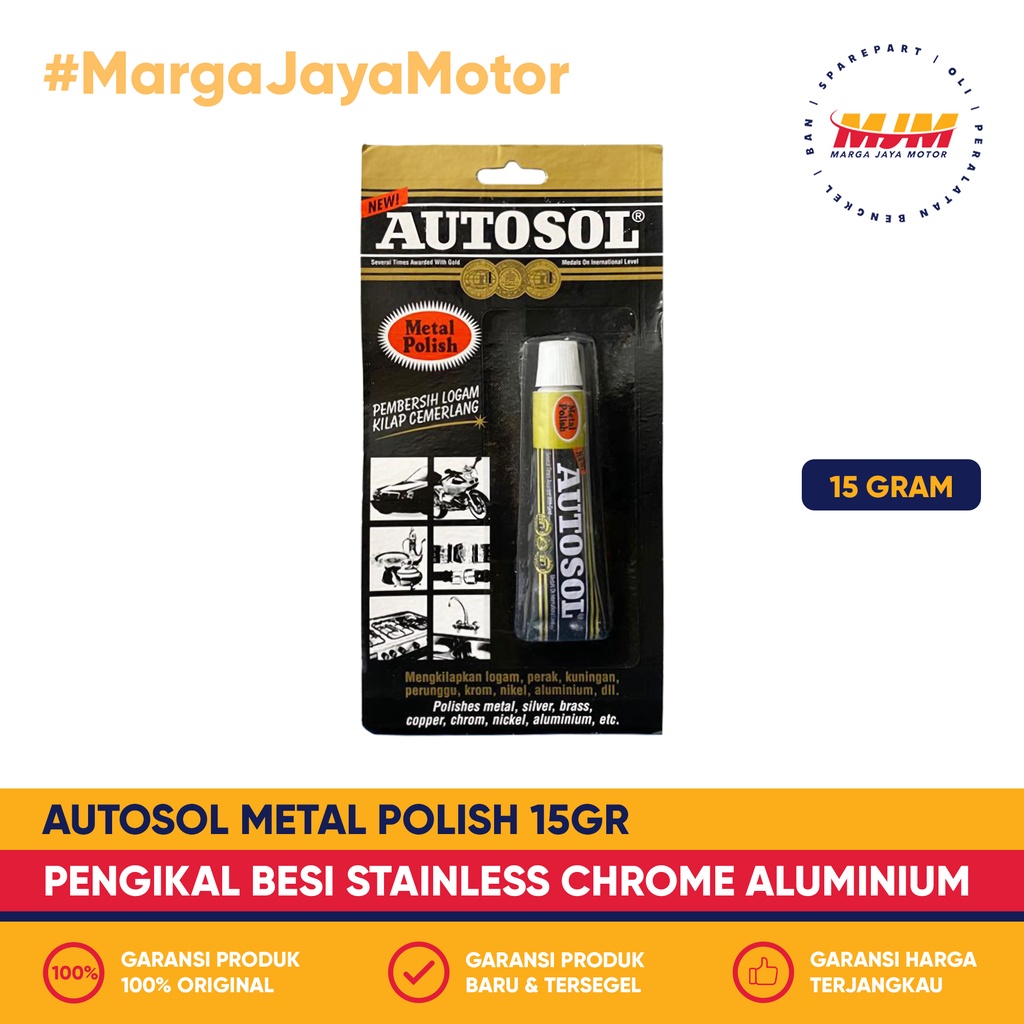 Autosol Metal Polish 15gr Pengkilap Logam Besi Chrome