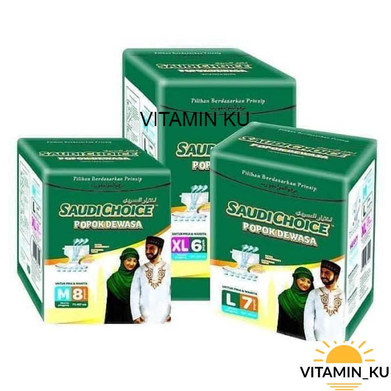 PROMO POPOK DEWASA SAUDI CHOICE M8+1 L7+1 XL6+1 BONUS 1 DIAPERS VITAMIN KU
