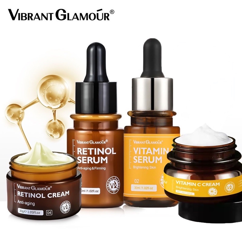 PAKET (Cream + Serum) VIBRANT GLAMOUR Retinol + Vitamin C [total 4 pcs]