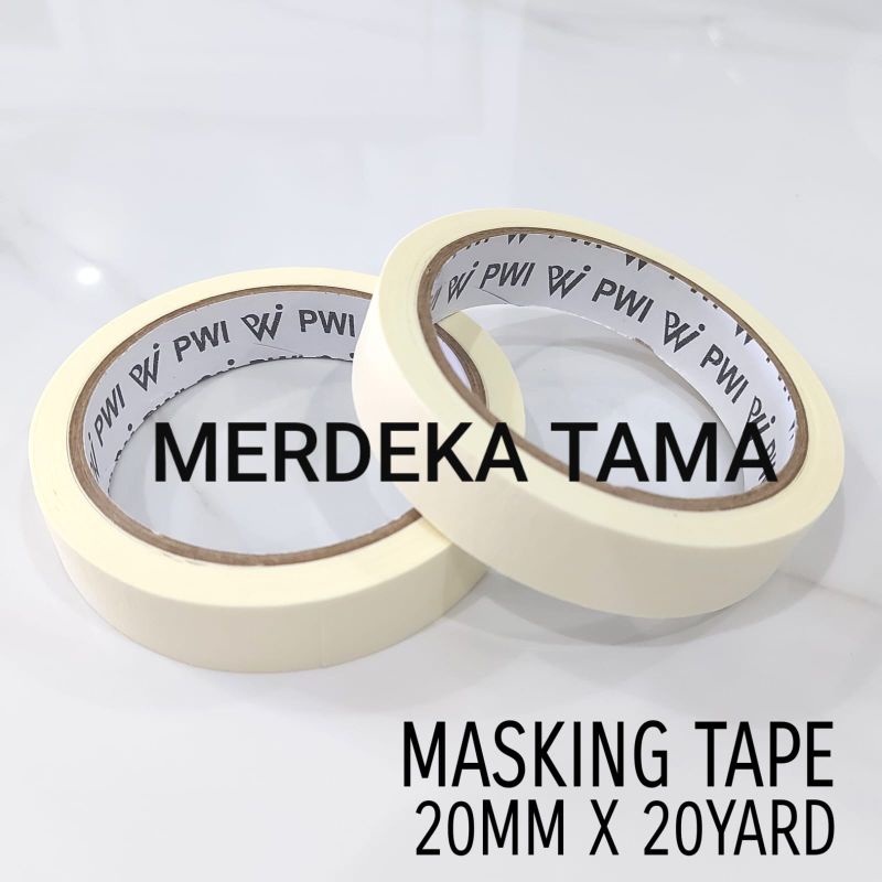 

Solasi Kertas Perekat Selotip Isolasi Masking Tape Krem PWI 20mm x 20yard