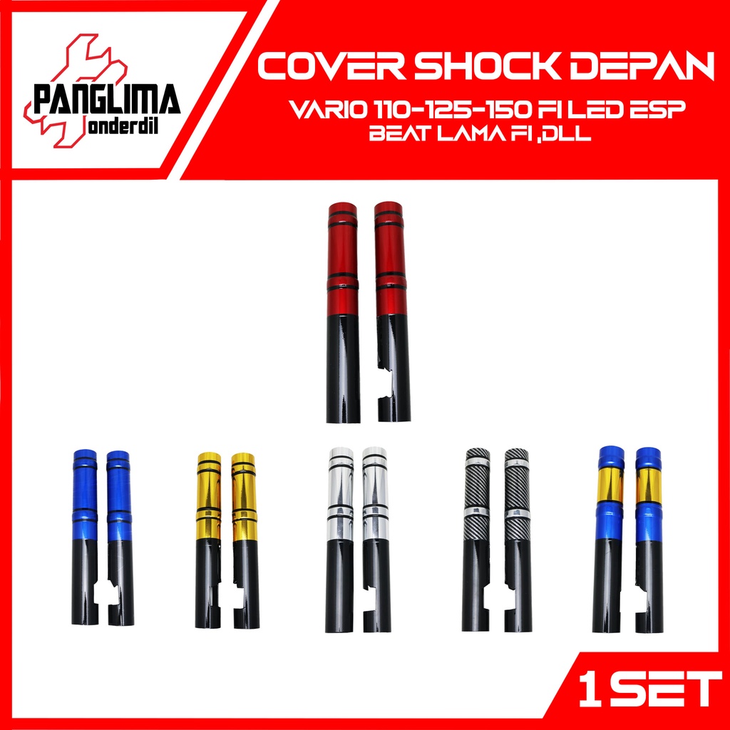 Cover Shock Depan Vario 110-125-150 FI LED Esp &amp; Beat Lama-Karbu-FI-F1-New-eSP-Pop-Street &amp; Scoopy &amp; Spacy &amp; Genio Penutup Shok-Sok Bottom Merah Biru Kuning Silver Karbon Two Tone