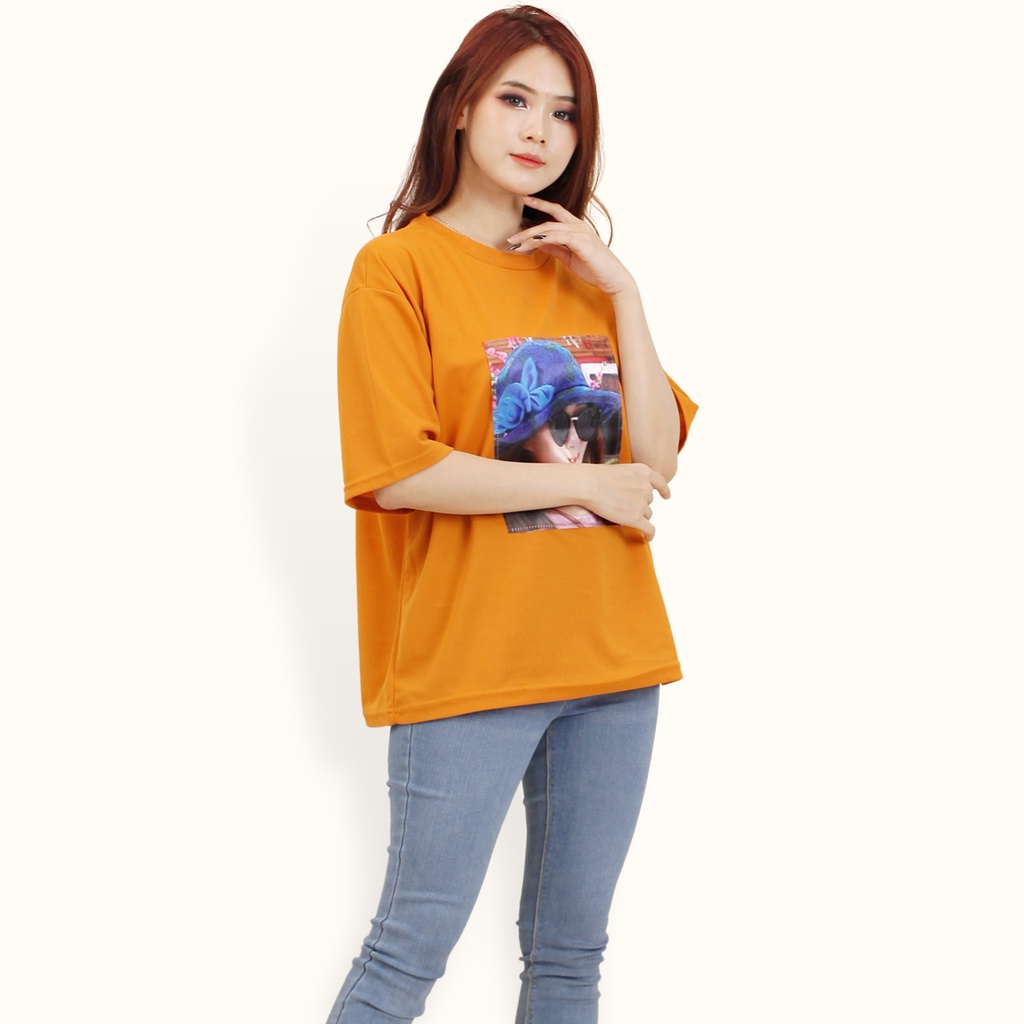 Kaos oversized Lengan pendek wanita Gaya Korea print DTF - XSHOP Indrarini