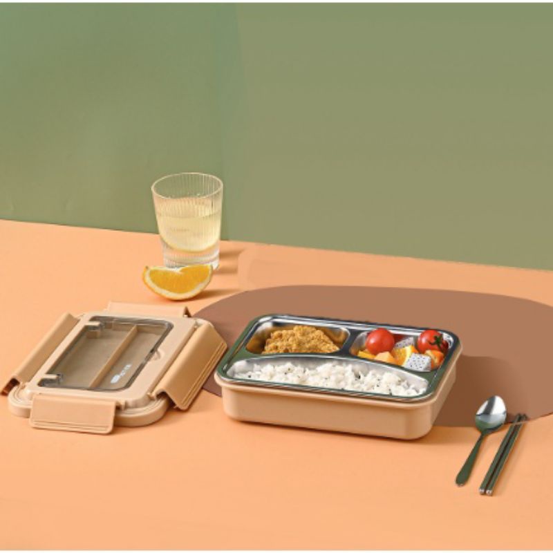 Lunchbox stainless 304 3sekat/kotak makan stainless 3sekat