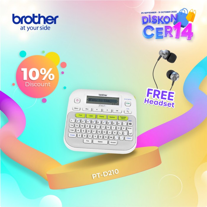Brother Printer Label PT-D210 Pembuat Label / Label Maker