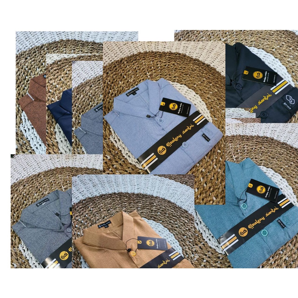 baju koko haibah | koko habaib bordir terompah |koko polos fashion muslim dewasa tanggung komplit va