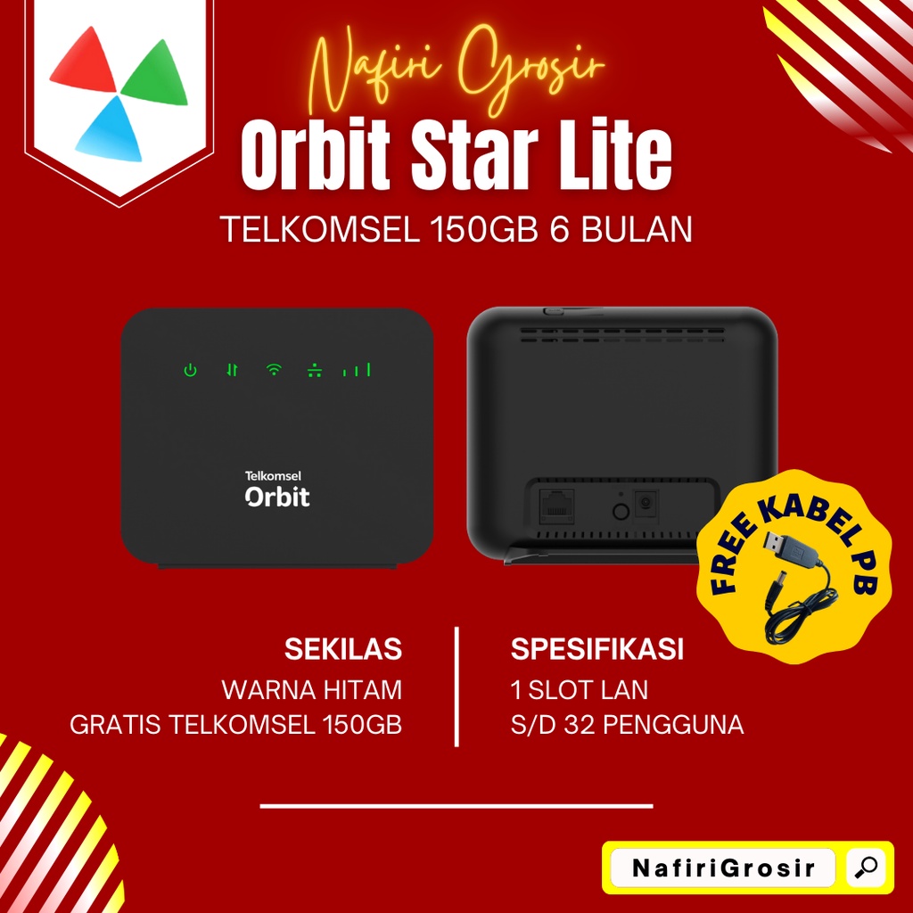 MODEM ORBIT STAR LITE + KABEL POWER STEP UP USB PORTABLE FREE TELKOMSEL 150GB