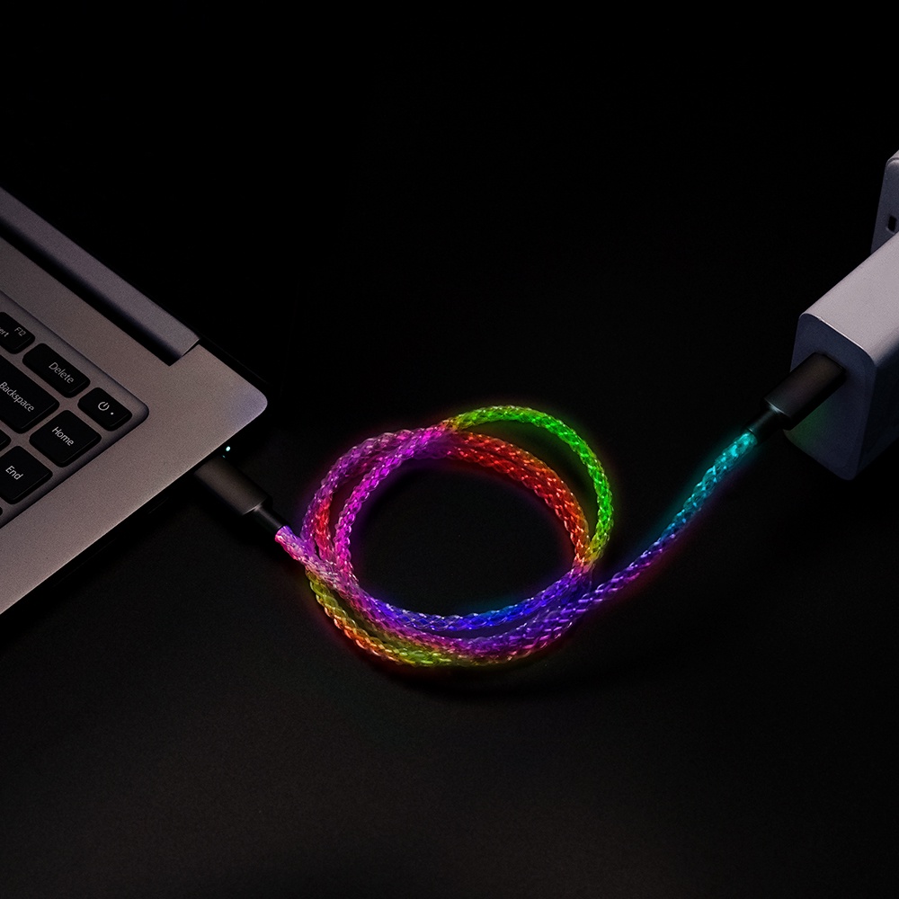 Kabel Data / Charger USB Tipe-c 30W 100W Fast Charging 66W Dengan Lampu Led RGB