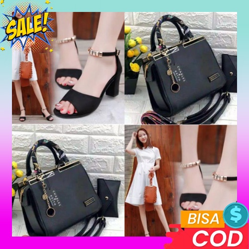 Sandal Heels Hak Tahu Kepang Wanita Sendal Hils Kondangan Casual Hak Tinggi 5Cm Cewek Terbaru Murah 