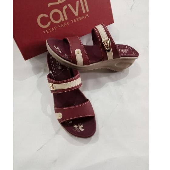 Bagus Banget.. Sendal wanita merek carvil original/sendal heels wanita maroon/sendal original