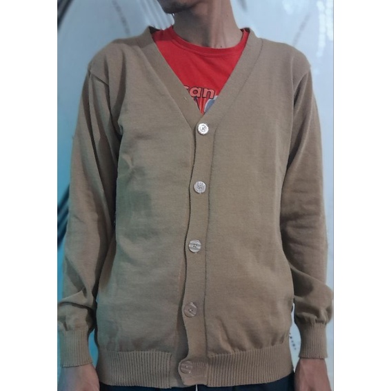 Cardigan Clean mocca / Cardigan Pria Kekinian Warna mocca / Cardigan mocca Casual dan Formal