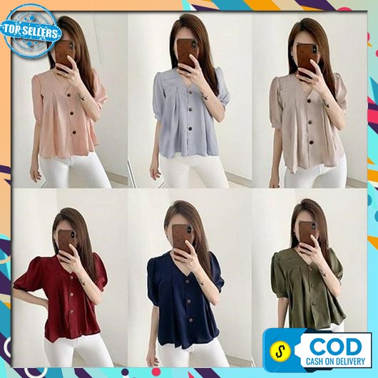 Kemeja Wanita Atasan Polos Oversize Kekinian Baju Kantor Ootd Cewek Remaja Perempuan Kameja Terbaru 