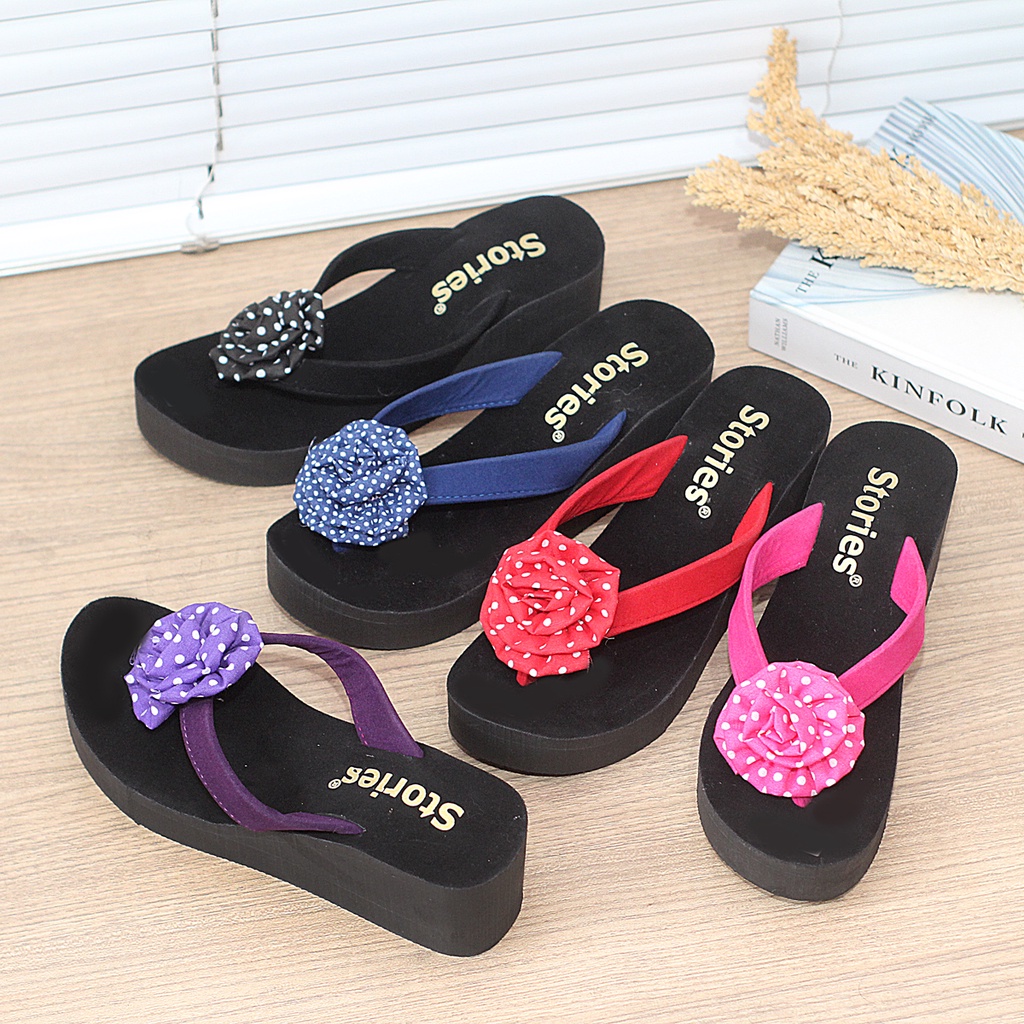 Sandal Wedges Sandal Wanita Bunga