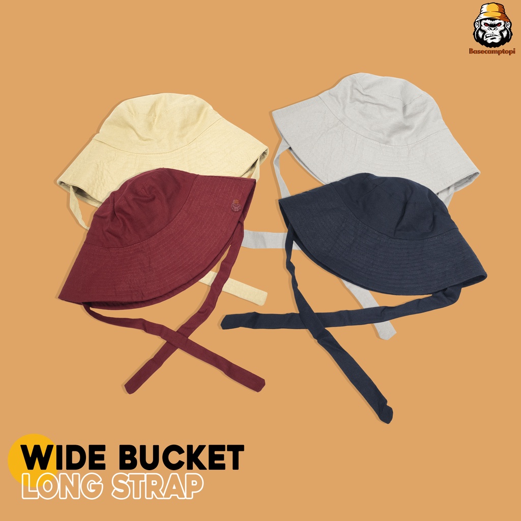 Topi Wide Bucket Hat Lebar Tali Polos Premium Wanita