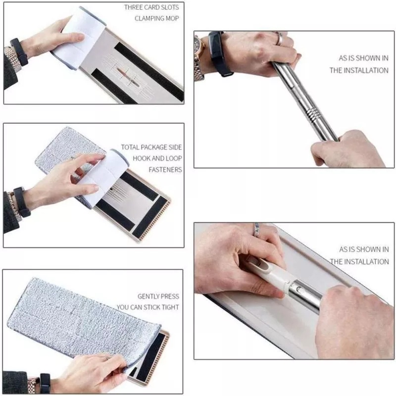 Set Alat Pel Datar Pel Magic Microfiber Pembesih Lantai Rumah Tangga