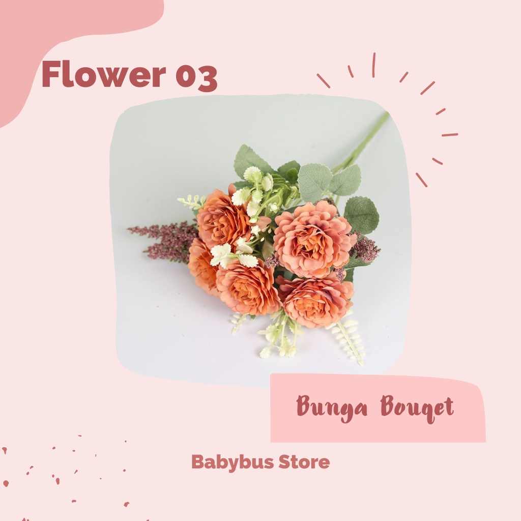 BBS FL02 Bunga Bouqet (Tanpa Pot) Bunga Hias Dekorasi Rumah Tanaman Buatan Artificial Import Murah