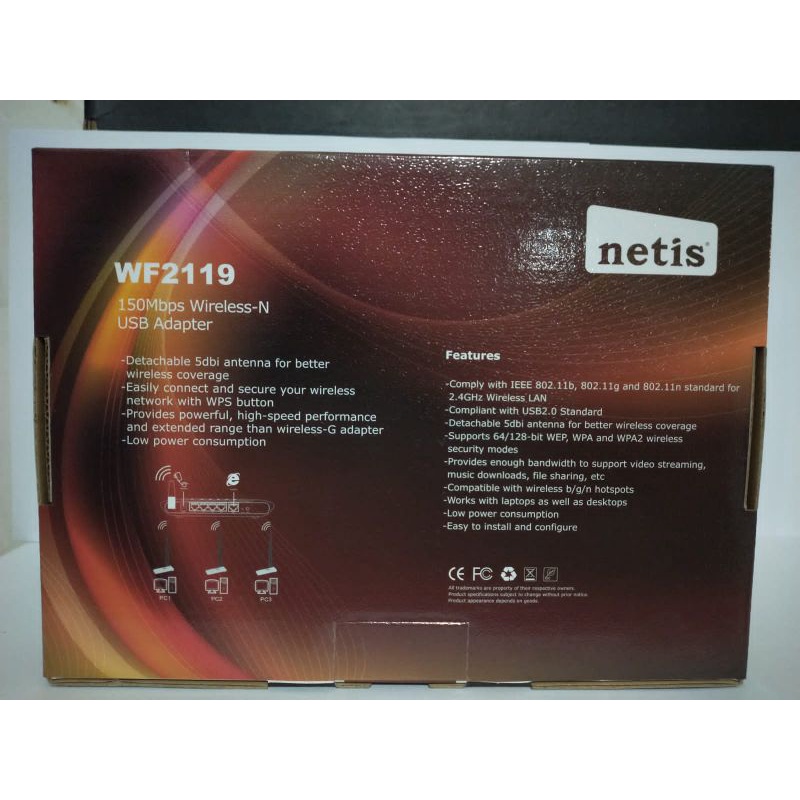 USB Wifi Wireless / Wifi Dongle / USB Wifi Adapter NETIS WF2119