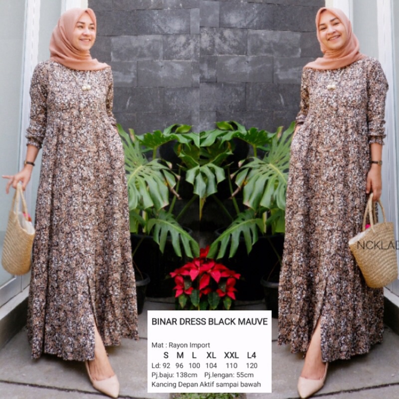 BINAR DRESS NCK LABEL / gamis terbaru nck label
