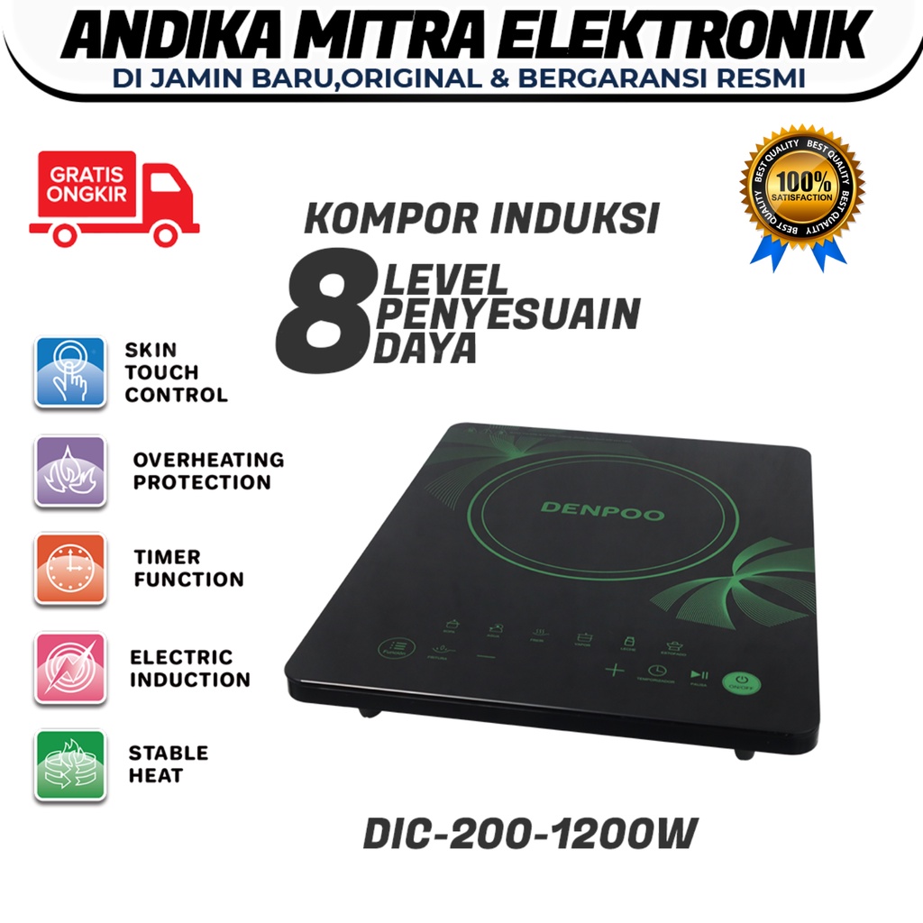 Kompor Listrik Induksi Touch Screen Lowwatt DIC 200-1200 Terbaru dan Super Hemat Listrik