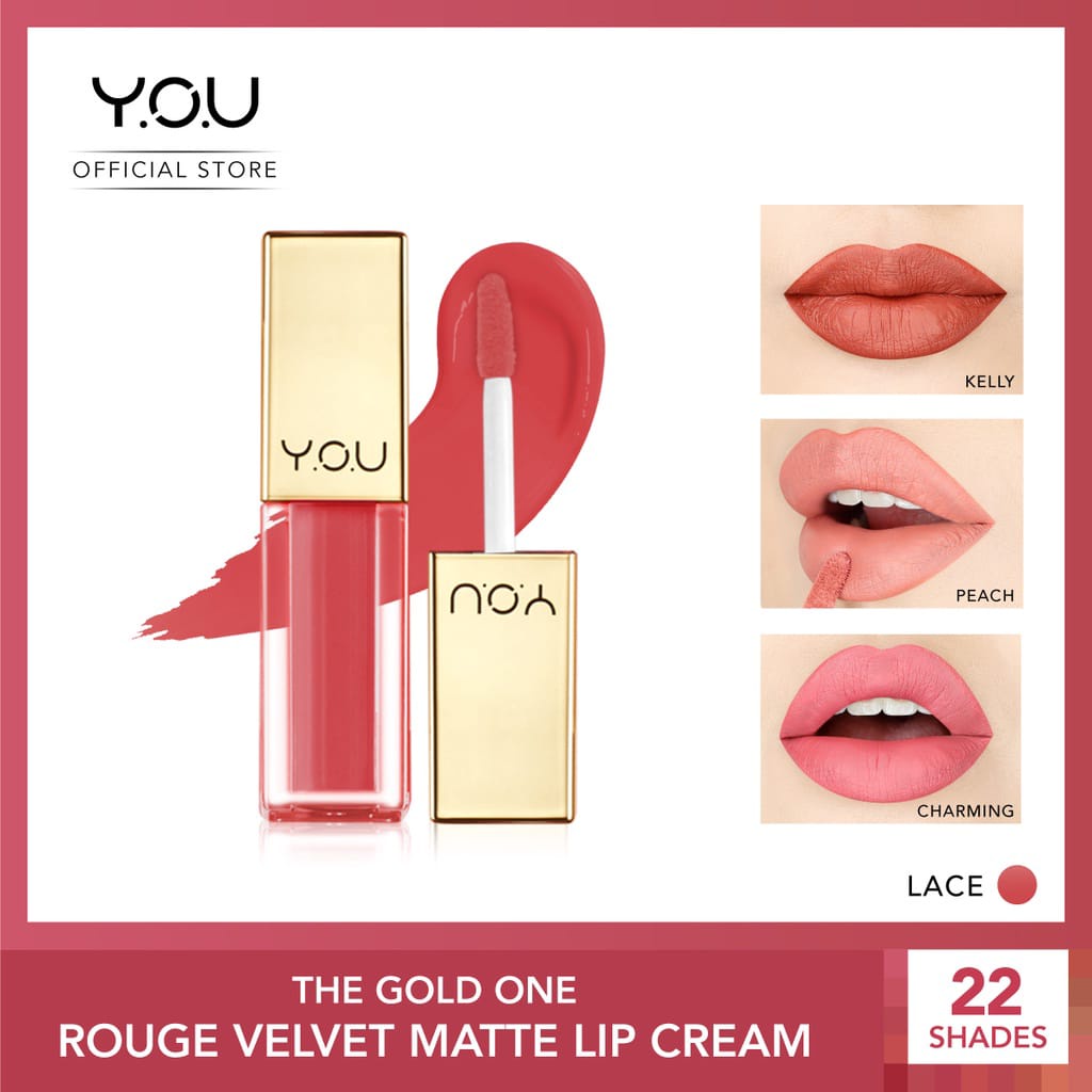 Y.O.U The Gold One Rouge Velvet Matte Lip Cream Quick Dry and Long Lasting Original 100% By You
