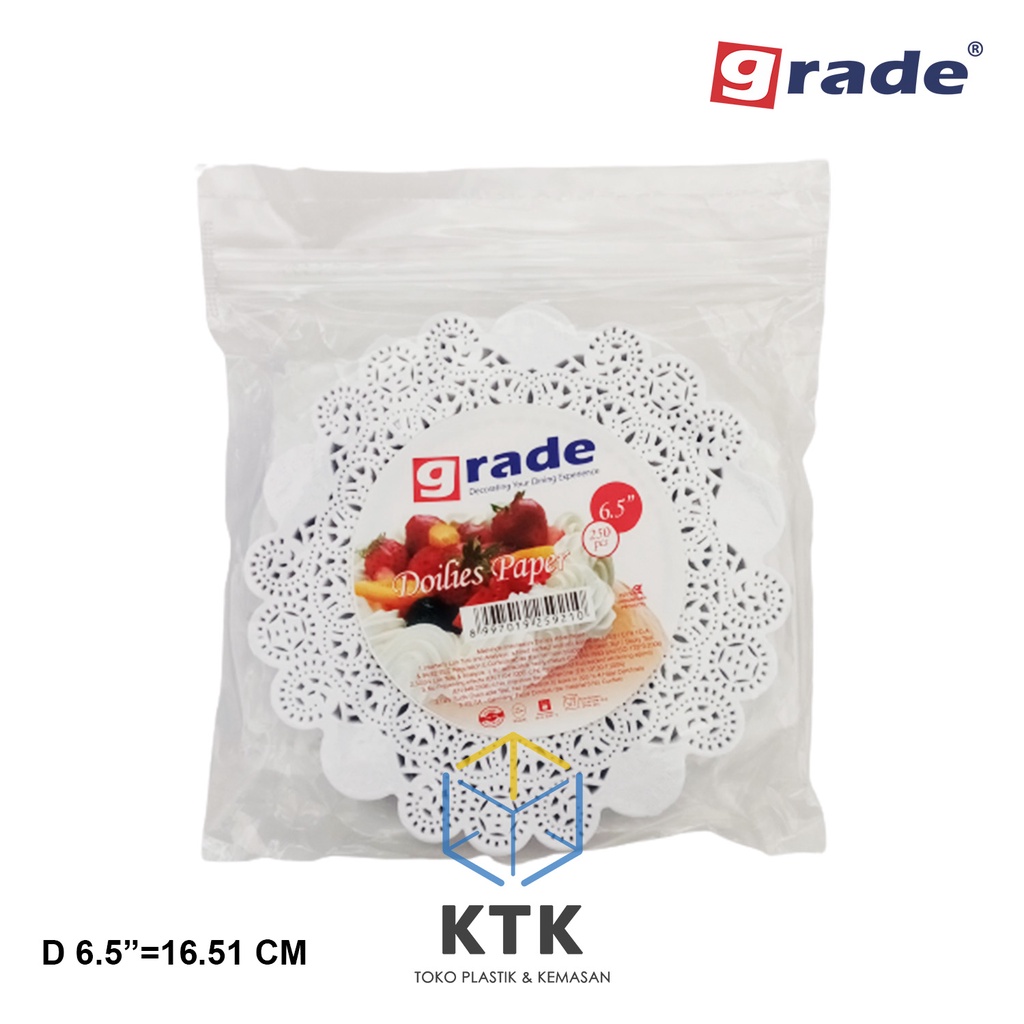 Doilies Paper Grade 6.5" Bulat Putih [250 lembar] / Kertas Renda Doyleys 6,5"