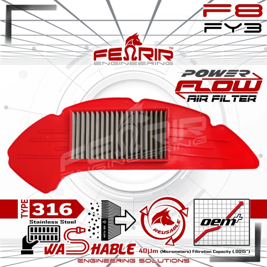 Filter Udara Fenrir Stainless Steel F8-FY3 New Nmax New Aerox