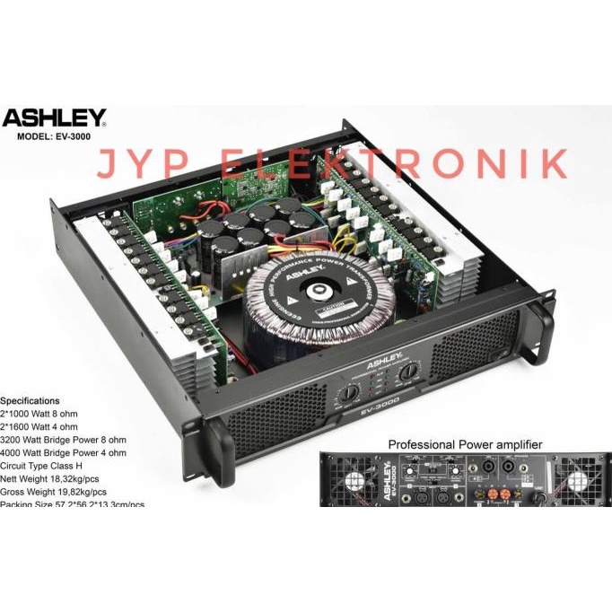 Power Amplifier Ashley Ev 3000 / Ev3000 / Ev-3000 New Original -