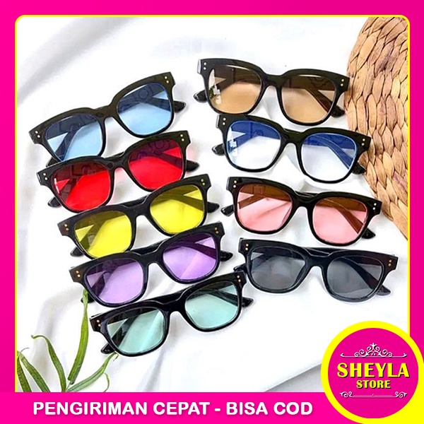 Kacamata Candy Color Hitam Wanita/Pria Kekinian Sunglasses Korean Fashion Small / TV-11