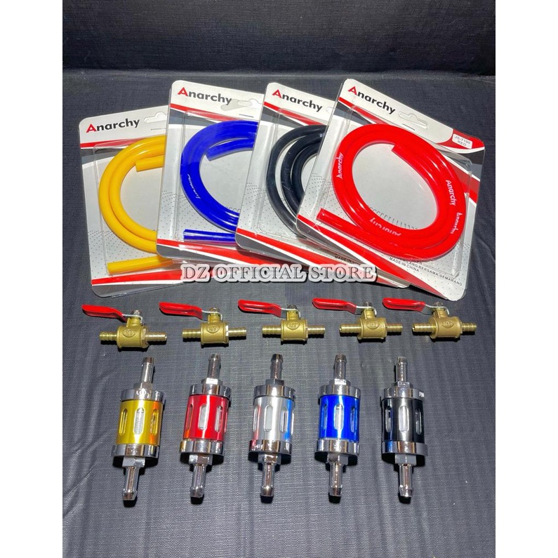 PAKET SELANG BENSIN + FILTER SARINGAN BENSIN + KRAN BENSIN KUNINGAN UNIVERSAL SEMUA JENIS MOTOR