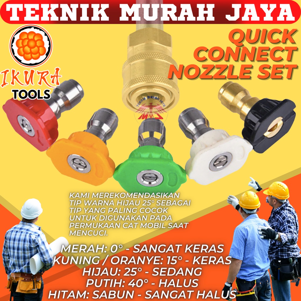 IKURA Quick Conector Nozel QR QRJ Jet Cleaner Cordless Spray Nozzle Set 5pcs Quick Release