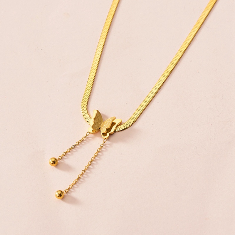 Fancyqube Kalung Rantai Choker Desain Kupu-Kupu Bahan Stainless Steel Gaya Vintage Untuk Wanita Charms