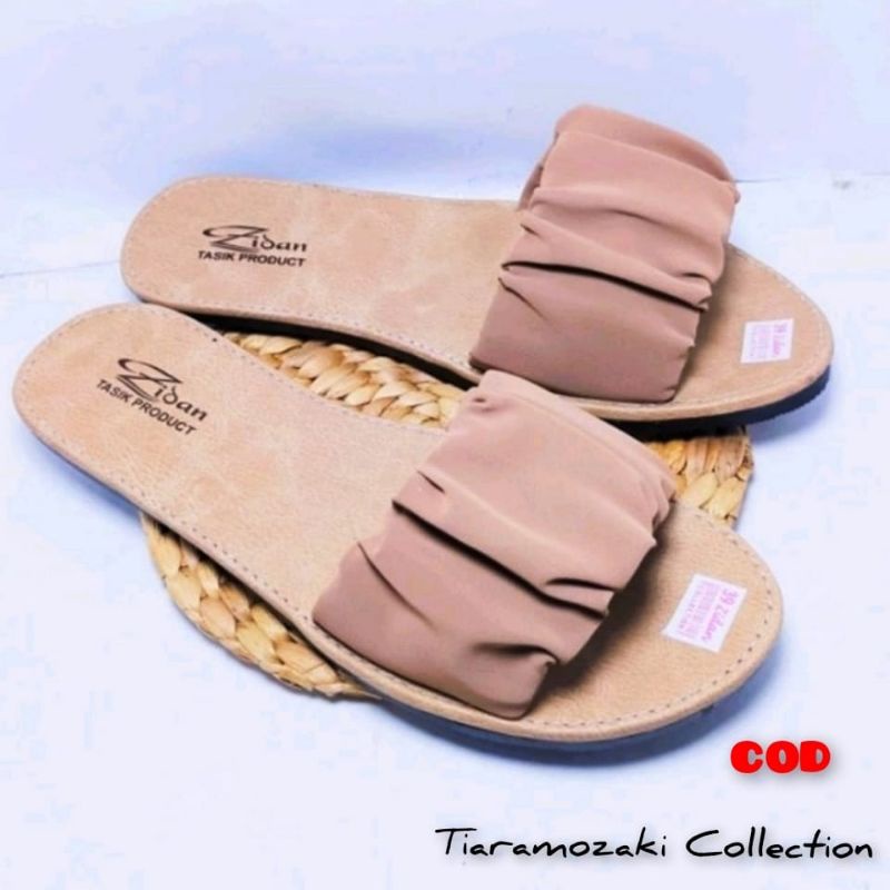 Sandal Selop Wanita Teplek Motif Kerut SoL Karet Anti Licin