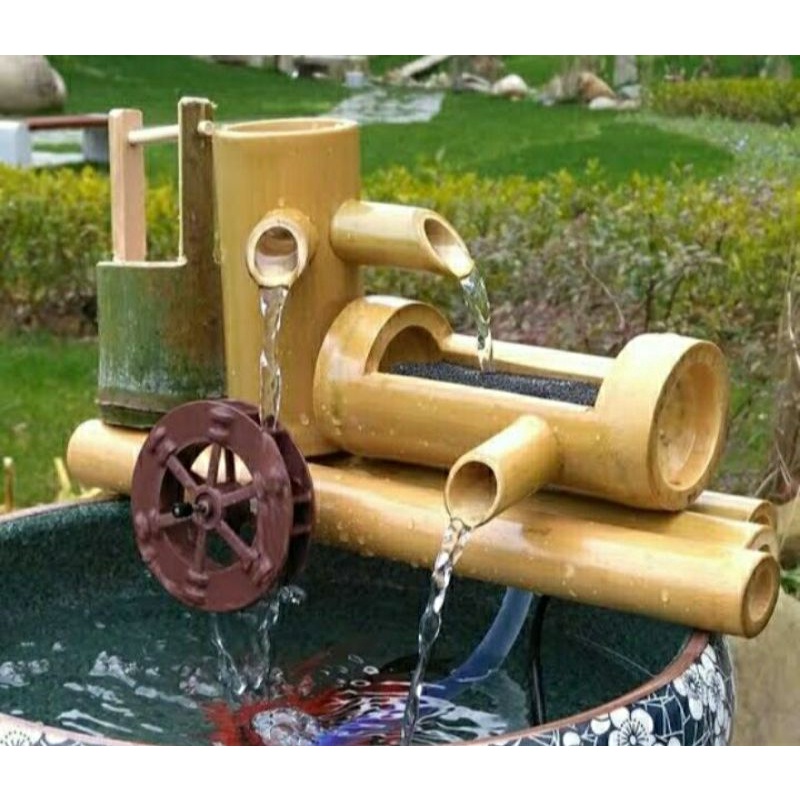 Pancuran bambu minimalis pancuran air kolam bambu,hiasan kolam akuarium natural