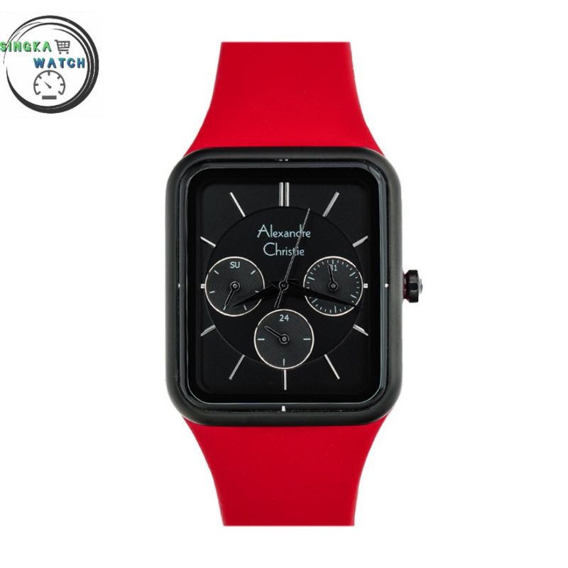 JAM TANGAN CEWEK ALEXANDRE CHRISTIE ORI SERI 2744BF / JAM TANGAN AC ORIGINAL WARNA MERAH HITAM
