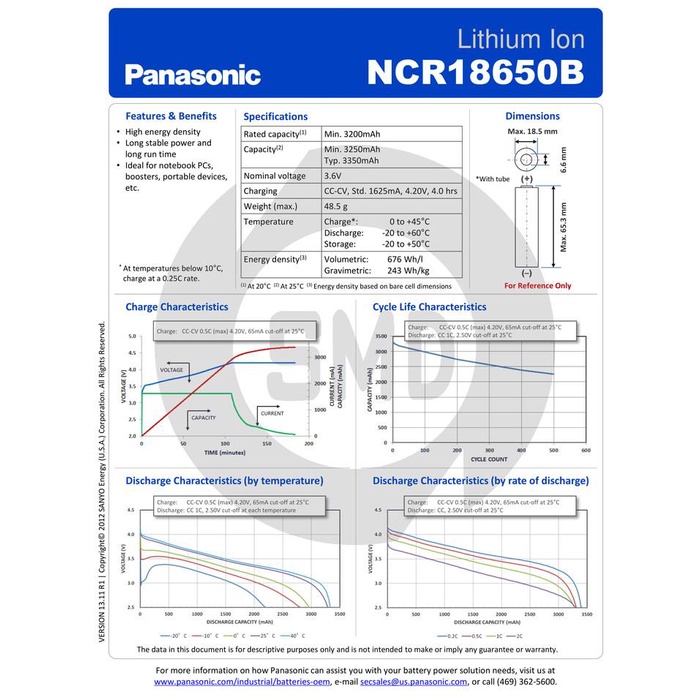 Baterai Lithium Panasonic NCR18650B 3400mAh Original