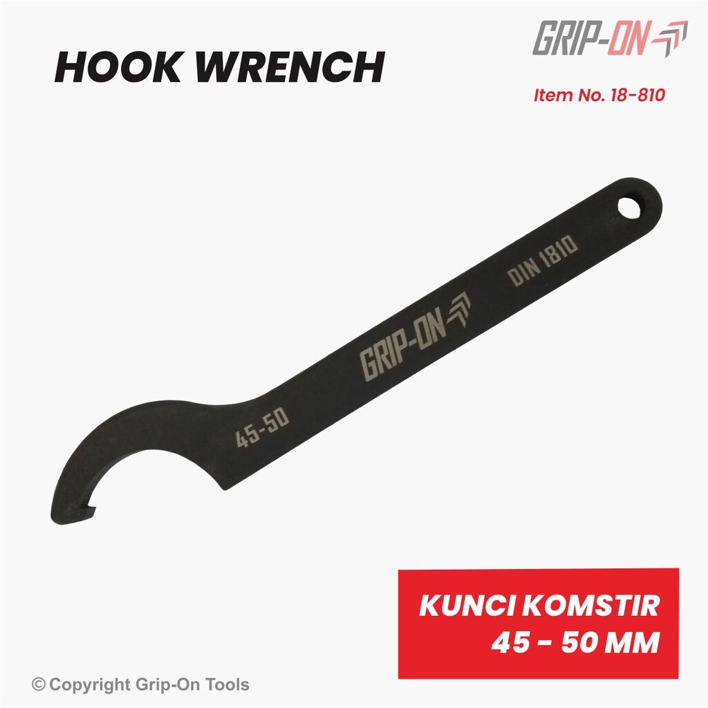 Grip-on Hook Wrench 45-50 mm Kunci Komstir Kait Universal