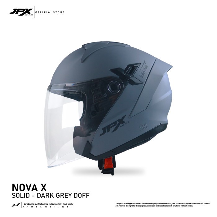 Helm JPX Half Face NovaX Solid - Dark Grey Doff