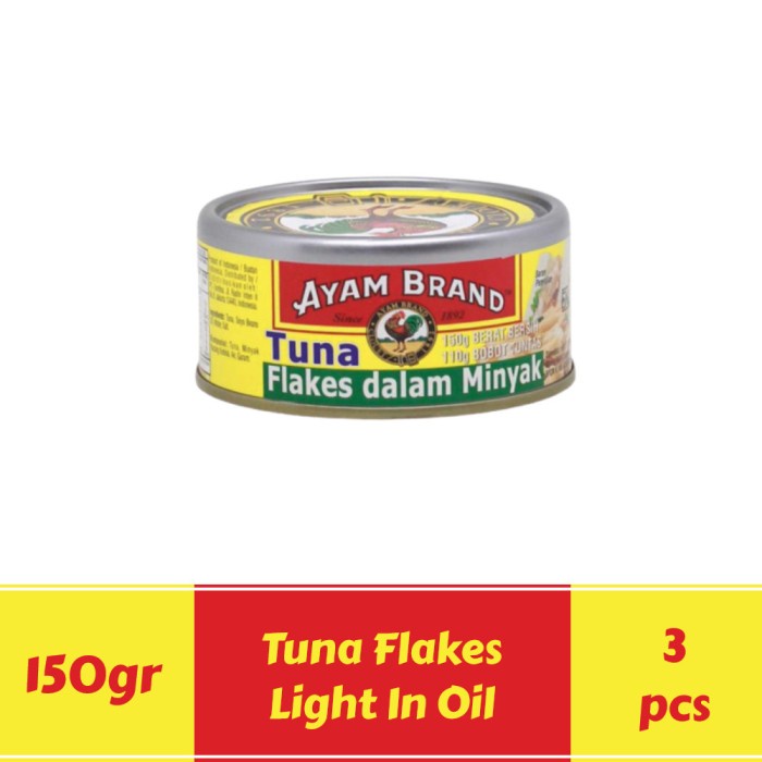 

Ikan Kaleng Ikan Tuna Kaleng Flakes In Oil Ayam Brand 150Gr Isi 3Pcs
