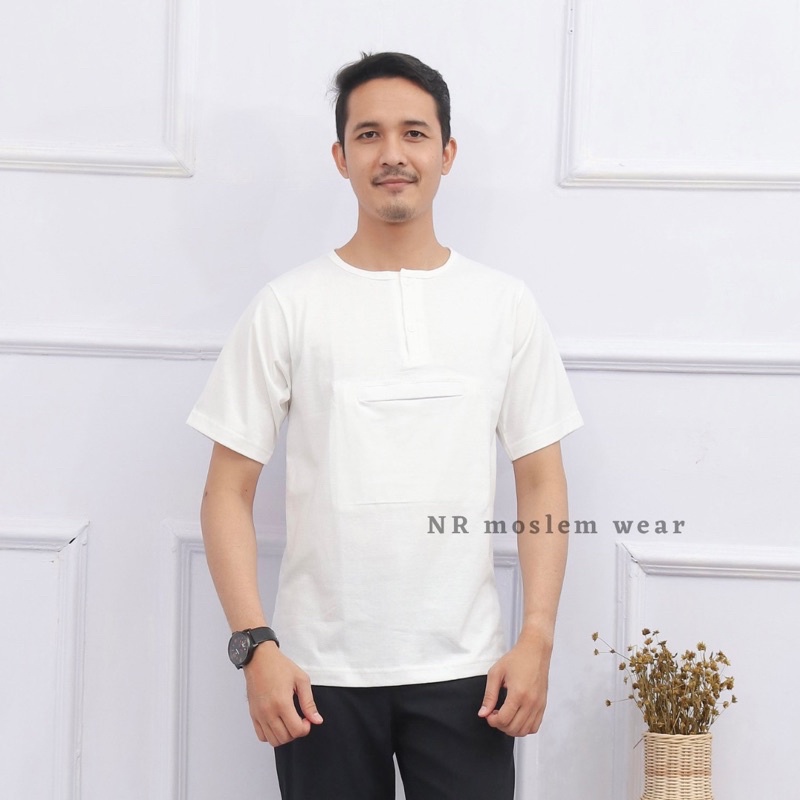 KAOS HAJI UMROH / KAOS PUTIH BERKANCING / PERLENGKAPAN HAJI UMROH - OBLONG KANCING kode OBK