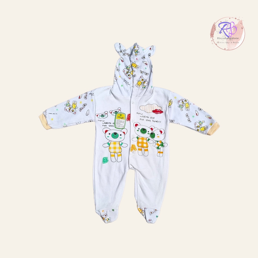 Sleepsuit jumper bayi buka kaki 0-3 bulan / sleepsuit bayi motif lucu