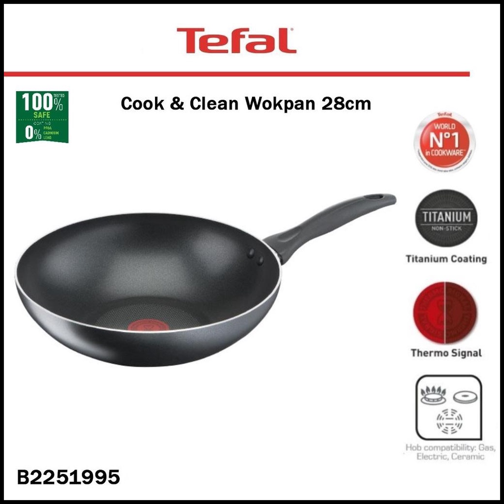 Tefal Cook & Clean Wokpan 28Cm Panci Wajan Anti Lengket