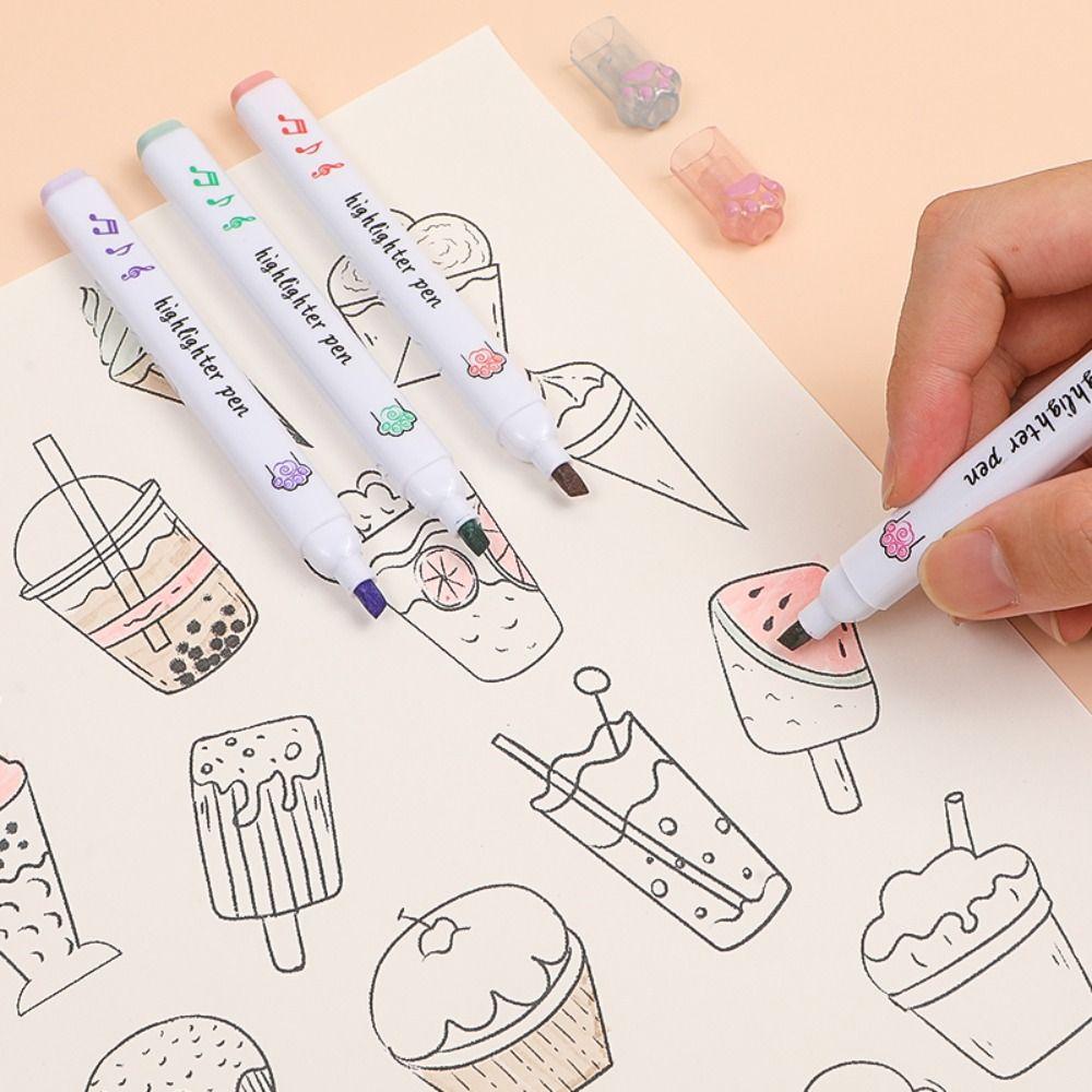 Nanas 6PCS /Set Stabilo Pen Set Warna Permen Perlengkapan Kantor Sekolah Menggambar Graffiti Cat Claw Color Pen