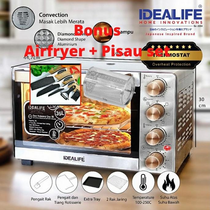 Oven Listrik Oven Pemanggang Roti Kue 35 L Idealife Il 335 Sicepat Jamilakesuma